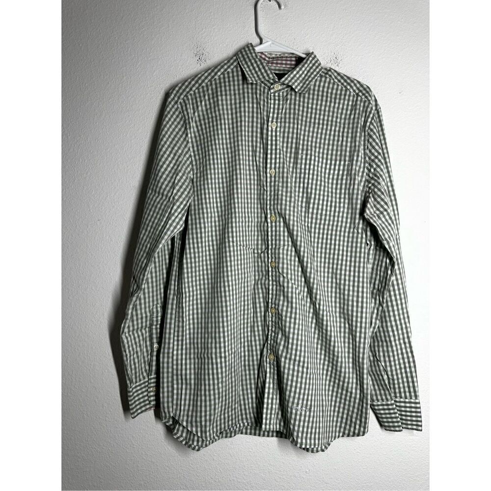 Greg Norman Men’s Cotton Button Down Shirt Sz M Long Sleeve Gray Green See Notes